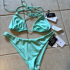 Stylish RVCA Mint Green Bikini Set
